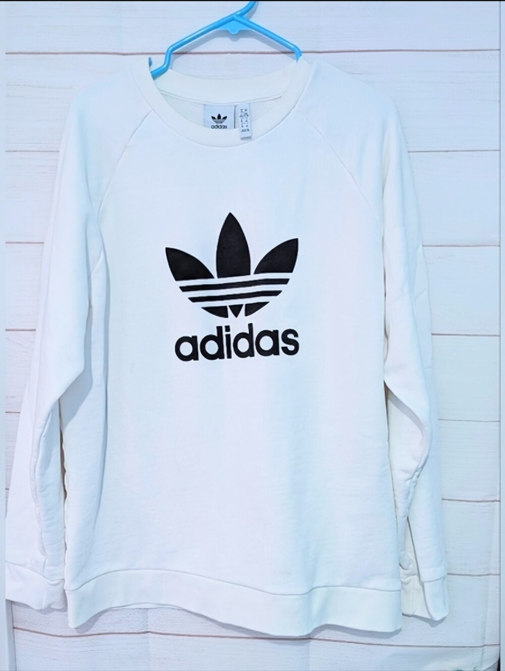 Vintage Adidas White and Black Logo Sweatshirt Size XL